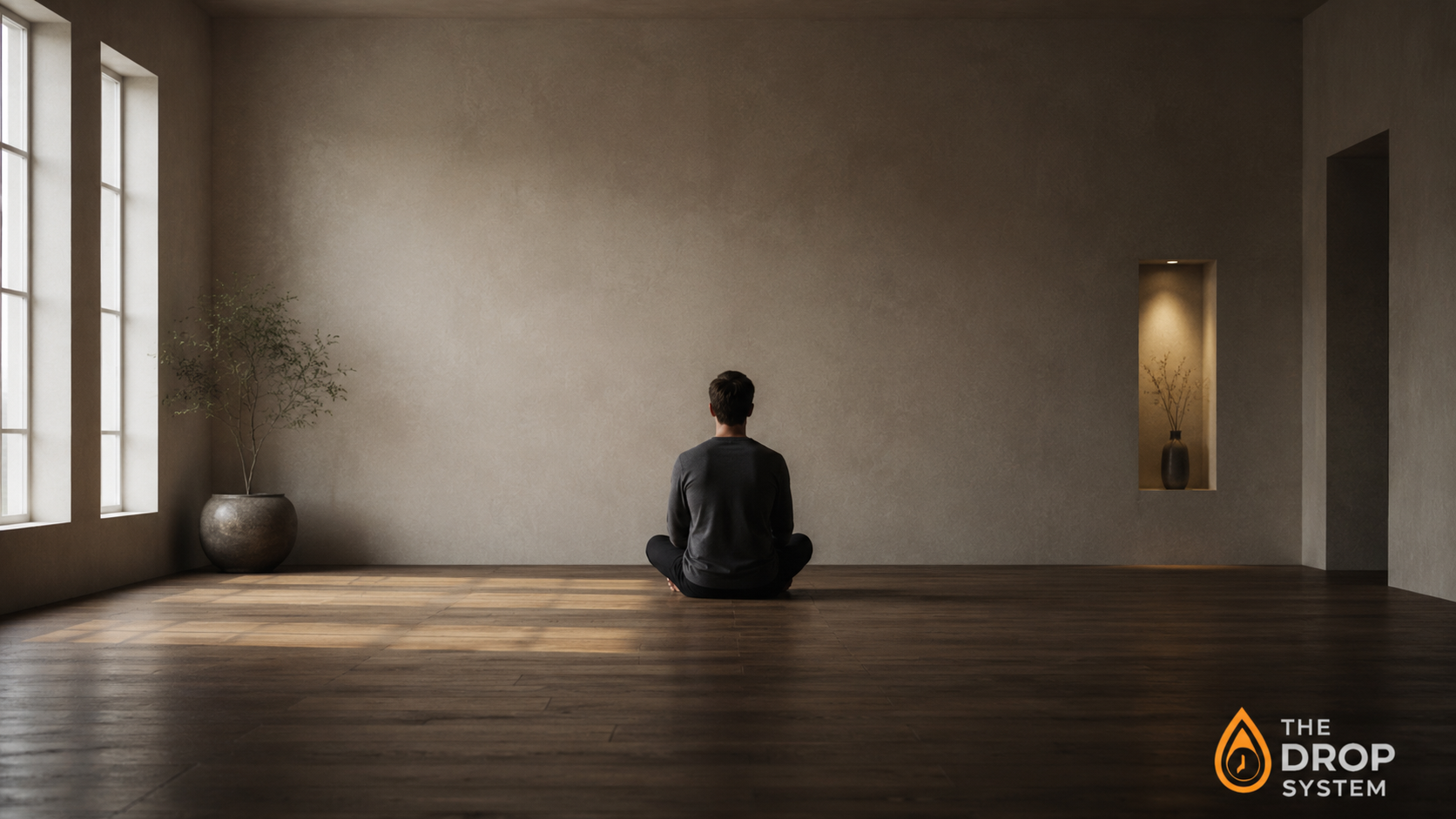 Silence has become uncomfortable illustrated as a lone figure sitting quietly in a large empty space