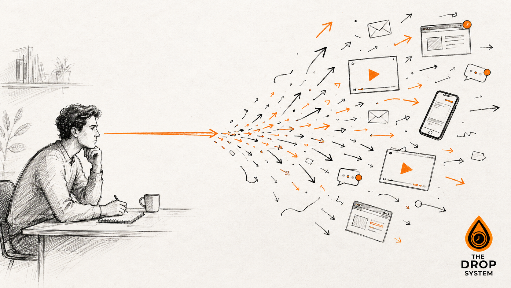 Modern attention spans are collapsing as a person struggles to focus while fragmented digital distractions compete for their attention